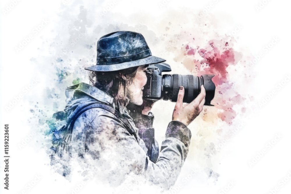 Poster a person capturing a moment with a camera