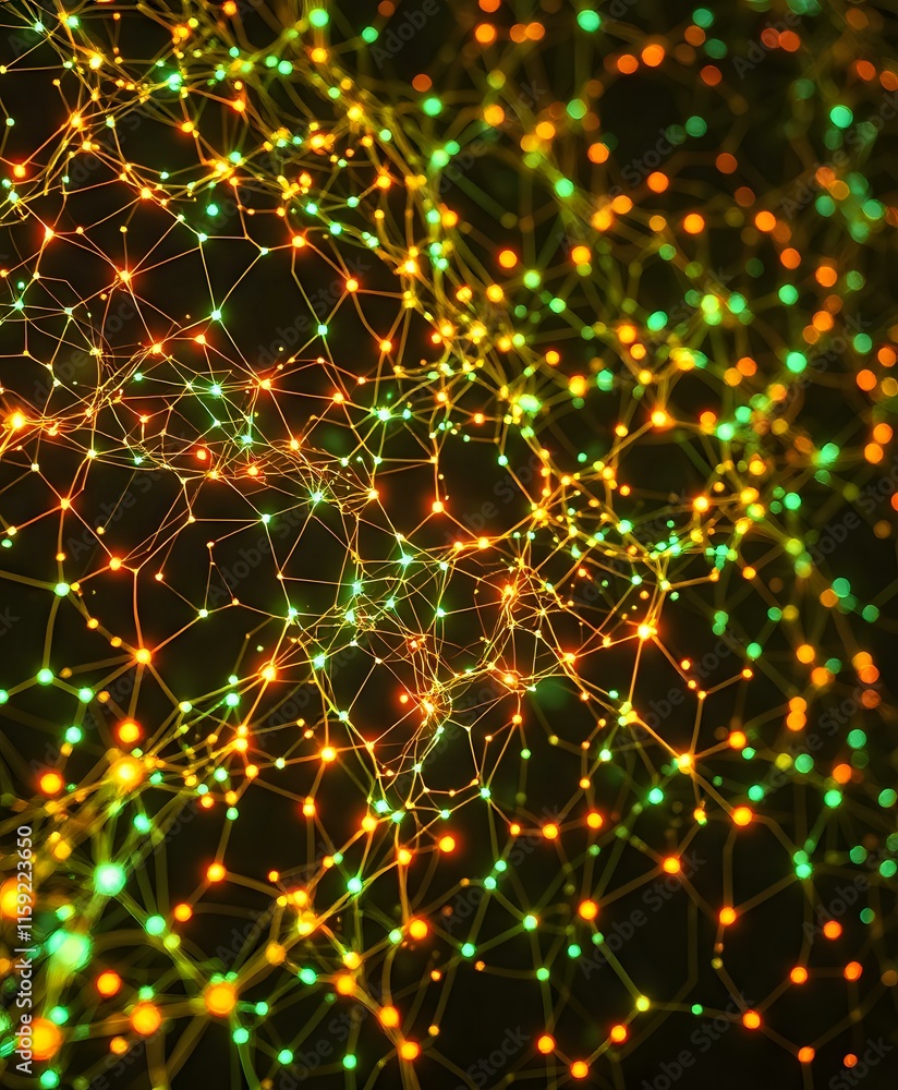 Poster Glowing Neural Network Art Nouveau Data Visualization
