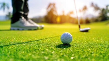 A dedicated player engaging in golf practice, focusing on their stance and technique,