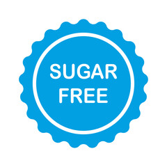 Sugar Free blue stamp with design for Health Conscious and Organic Product. No added sugar symbol, badge, tag or emblem isolated in circle design. Diabetic product. Vector illustration EPS 10 