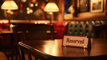 Reserved Table in a Cozy Restaurant with Warm Lighting and Elegant Ambiance

