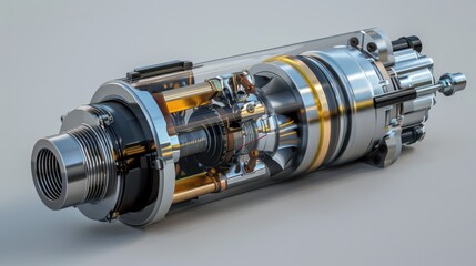 Fototapeta premium A detailed view of a starter motor, with focus on its mechanical and electrical components,