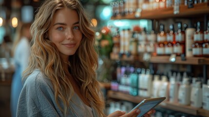 Portrait of a beautiful young woman using a smartphone in a coffee shop