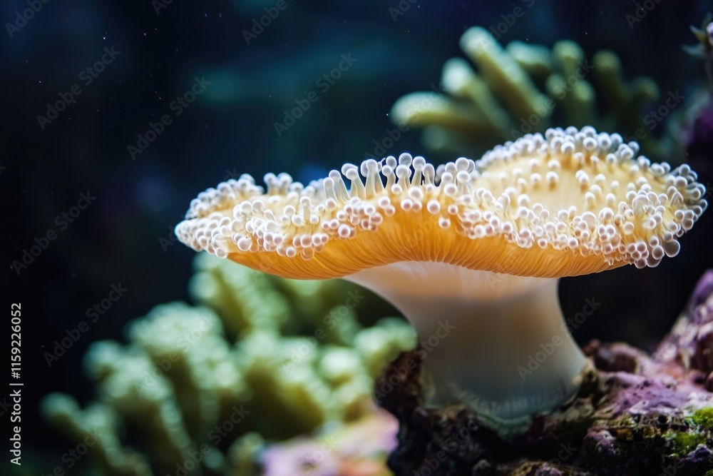 Aufkleber close-up view of a colorful sea anemone in an aquarium setting