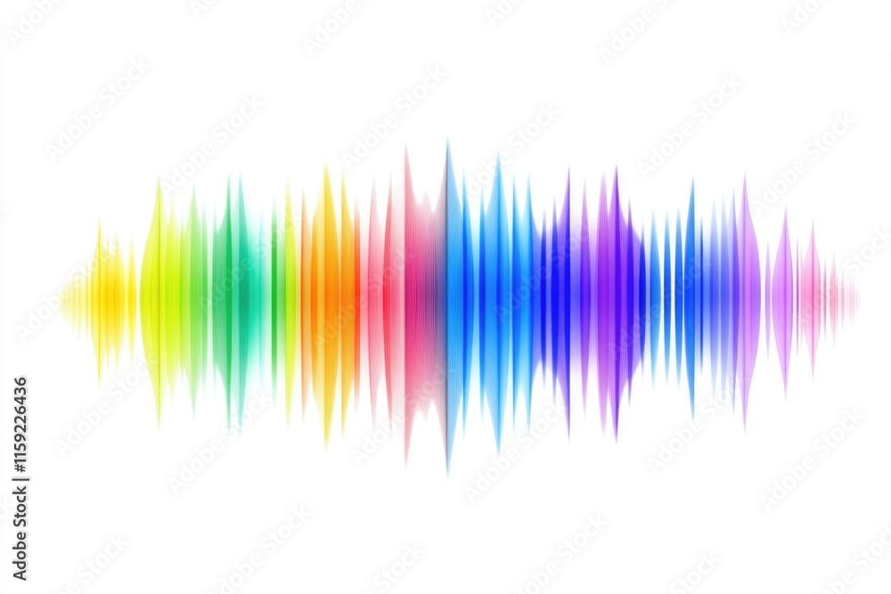 Poster a colorful sound wave on a white background for use in music-related designs and projects