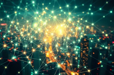 Neon-Lit Network: Bioluminescent Nodes & Cybernetic Energy