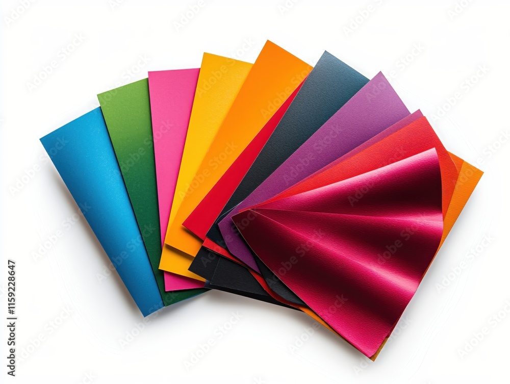 Poster Vibrant Colorful Paper Sheets in Various Shapes and Textures for Creative Projects