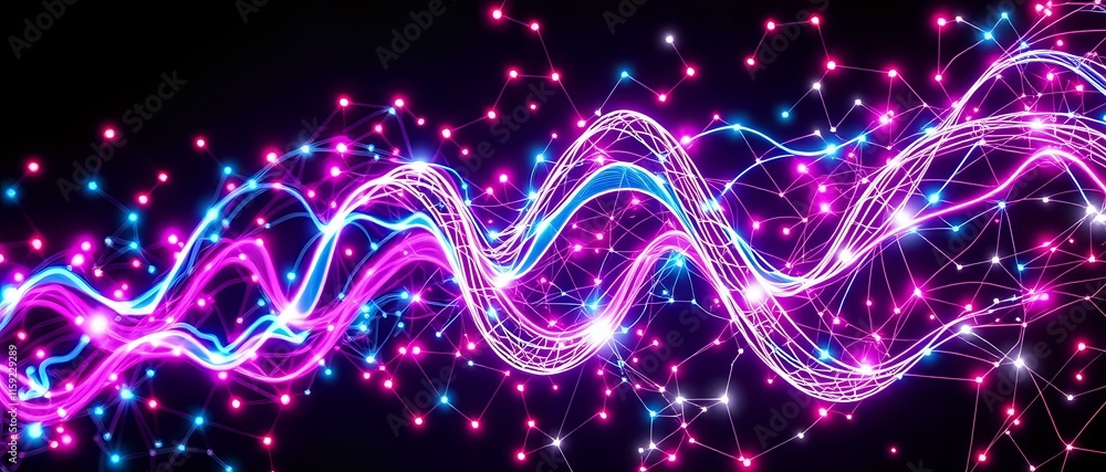 Poster dynamic art nouveau cybernetic data visualization