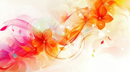 Vibrant Abstract Floral Background with Colorful Swirls and Blossoms