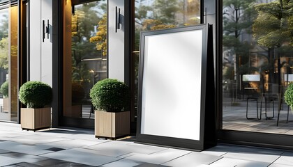 Modern mockup displaying blank frame outdoor urban setting architectural showcase inviting environment perspective viewpoint