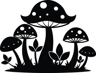 mushrooms silhouette ,mushrooms  vector icon illustration