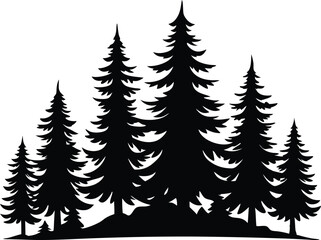 pine trees silhouette,pine vector illustration