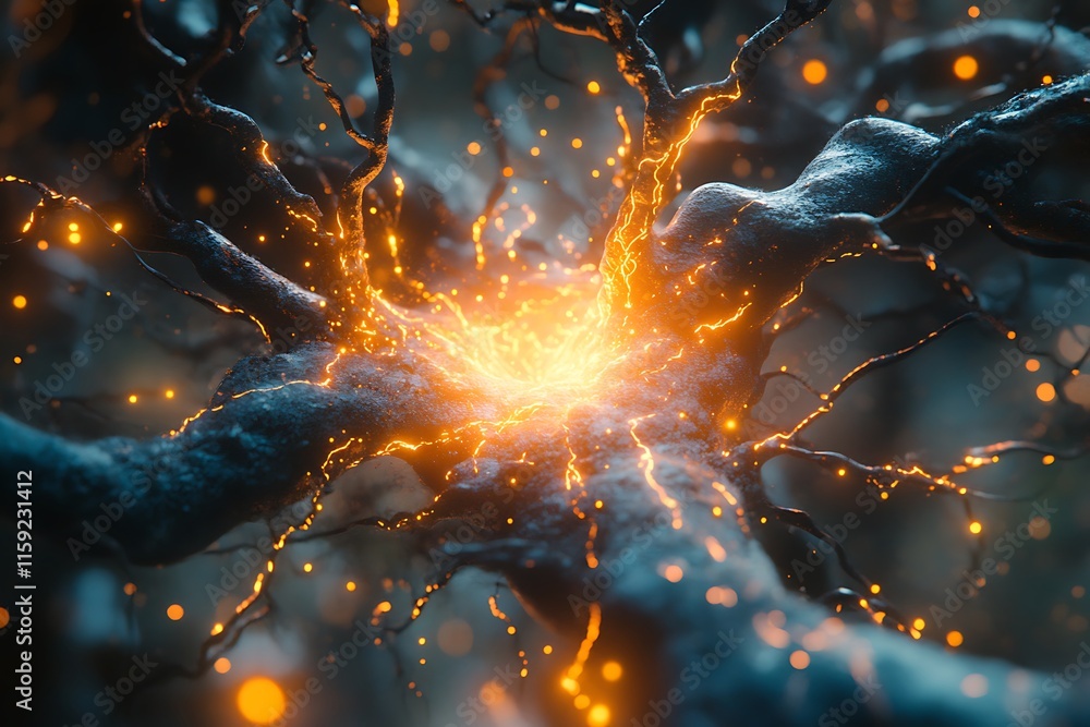 Poster glowing neural network abstract artistic rendering