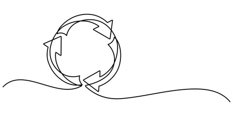 Recycling Continuous Line Art Illustration, Recycling Ideas Continuous Line Editable Icon, single line drawing of recycle symbol, Continuous Line Drawing of Recycling Icon. Hand Drawn Symbol Vector. 