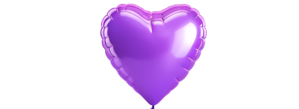 A purple heart-shaped balloon with a soft shine, isolated on a transparent background. 