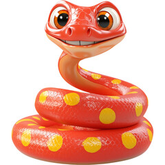 Fototapeta premium Charming cartoon snake coiled in loose spiral with bright colors and friendly expression