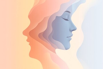 Obraz premium Abstract Silhouettes of Human Faces with Soft Pastel Gradients