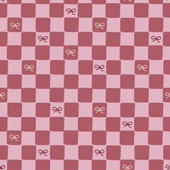 Coquette bows and pink checkerboard pattern