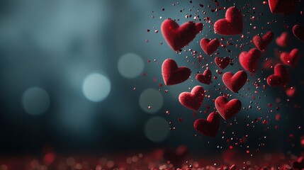 Magical vale of floating red hearts a valentine's dream