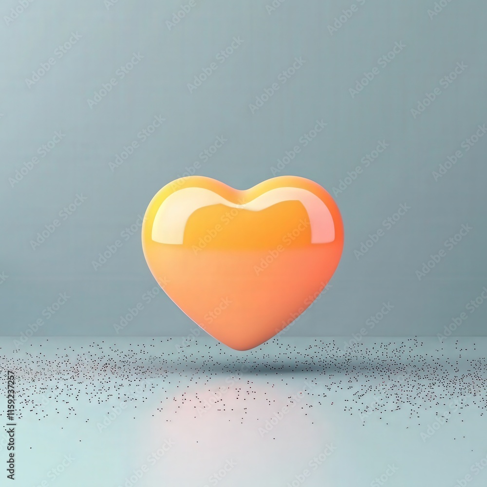 Aufkleber valentine intimacy spark concept. a glossy heart shape in warm colors floats above a subtle textured