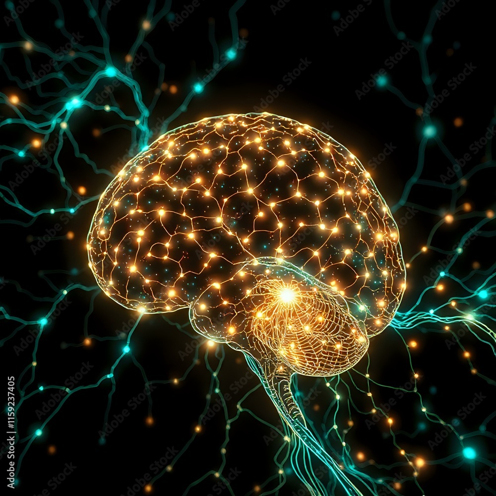 Poster Luminous Neural Network Brain Visualization