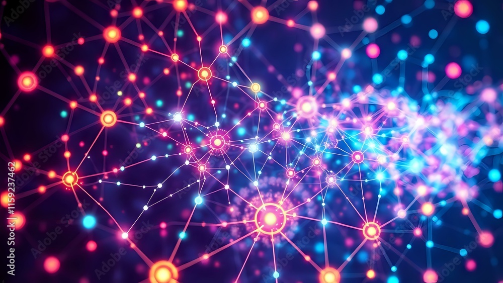 Aufkleber art nouveau cybernetic neural network aurora - vivid data visualization