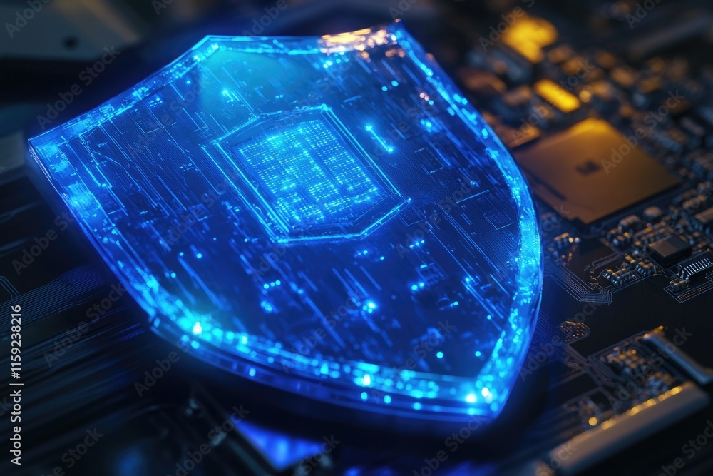 Poster detailed image of a computer motherboard's internal components