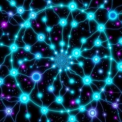 Obraz premium Interconnected Cybernetic Neural Network Galaxy Art