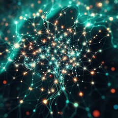 Intricate Data Network Visualization in Art Nouveau Style