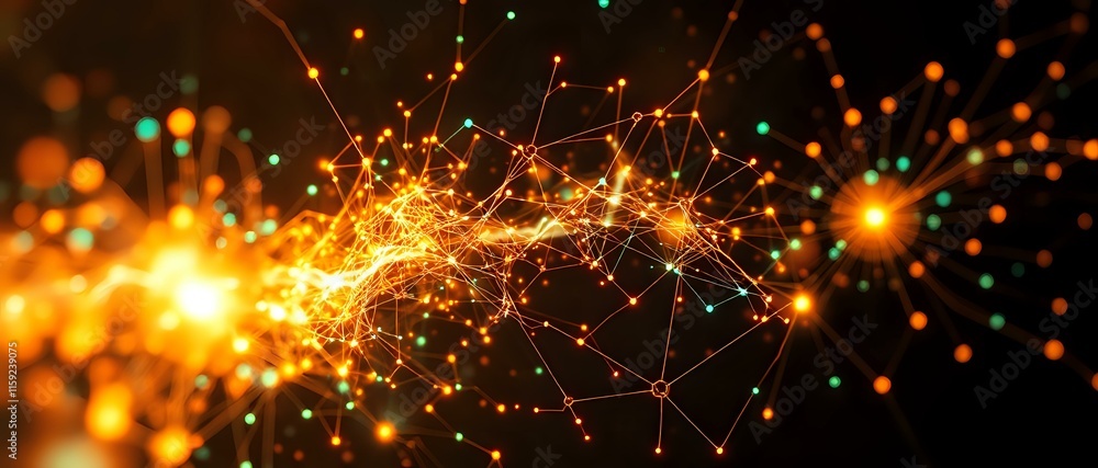 Poster mesmerizing cybernetic aurora borealis - neural network glow