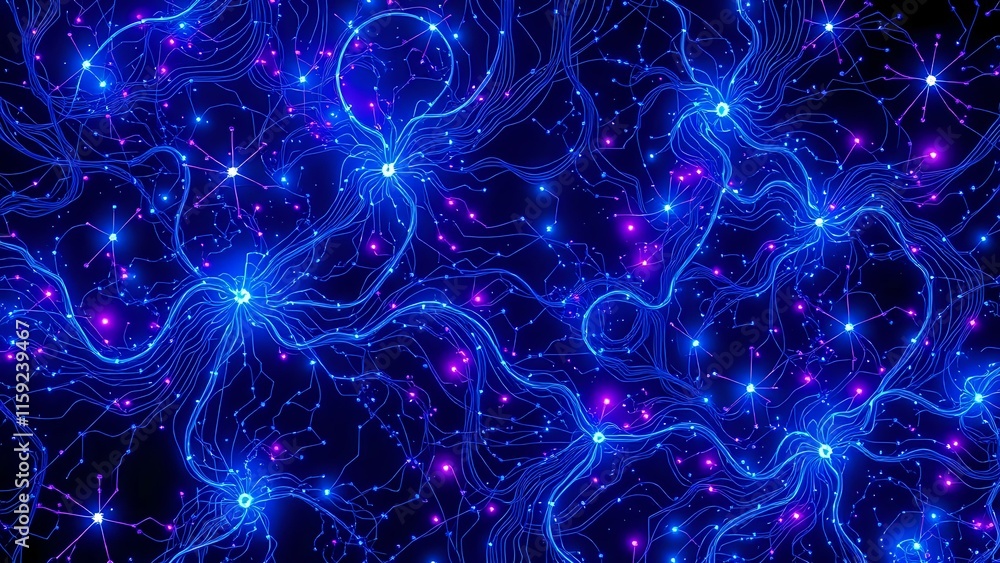 Poster neuromorphic circuitry background - futuristic biomechanical abstract