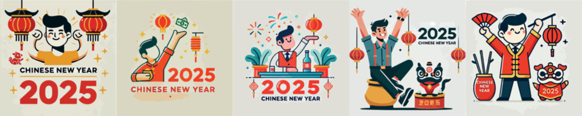 Vector image of man celebrating Chinese New Year