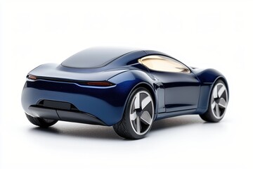 Obraz premium Sleek Blue Sports Car Model with Modern Design and Glossy Finish on White Background