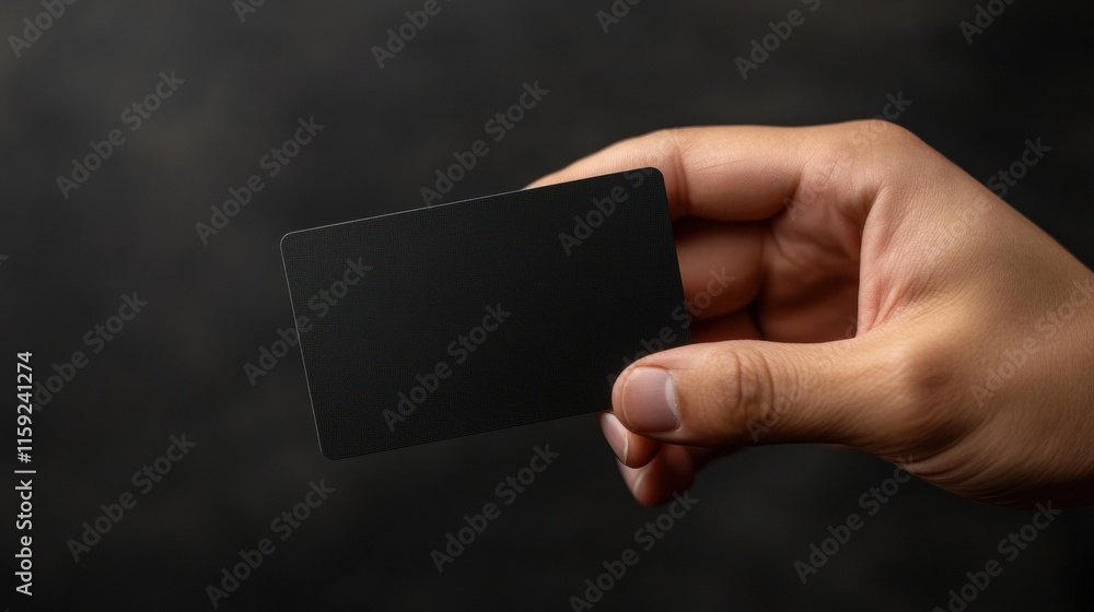 Leinwandbilder elegant black gift card held in a hand against a dark background with space for text and personaliza