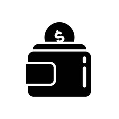 Wallet with coin dollar icon. Wallet vector icon. Electronic wallet line icon. cash, electronic money, currency, business, investments, online banking, cryptocurrency.