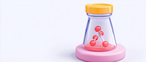 Science Molecule in Glass Flask.