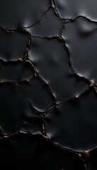 Cracked Black Leather Texture, Damaged Black Surface, Aged Leather Close up