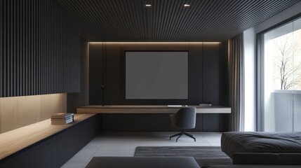 Modern Minimalist Living Room with Elegant Dark Color Palette