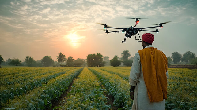 Indian farmer uses drone technology for crop management