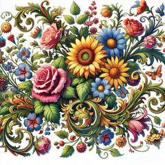 Floral Composition with Colorful Flowers