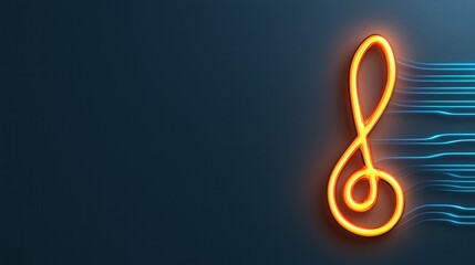 Vibrant Representation of a Glowing Treble Clef with Dynamic Energy Lines on a Dark Background for Musical Themes and Creative Designs