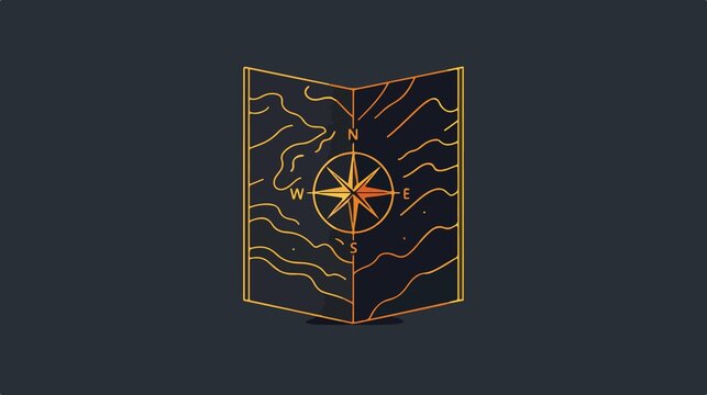 gold compass map on dark background clip art preview