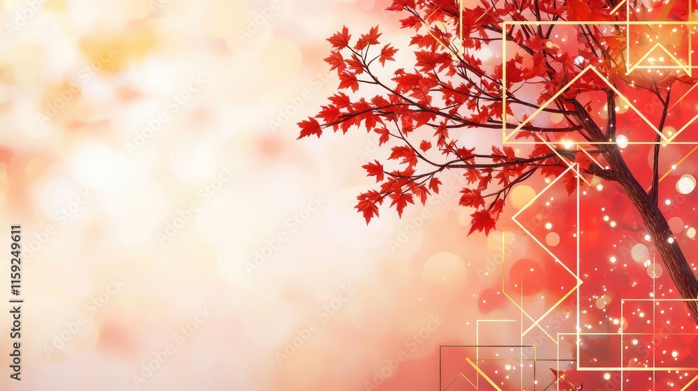 Poster maple tree abstract background concept. vibrant autumn leaves against a warm, blurred background cre