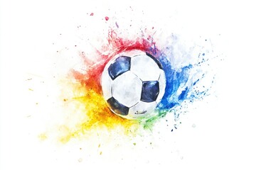 Fototapeta premium A brightly colored soccer ball painted with vibrant hues