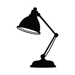 desk lamp icon, silhouette, outline, vector, illustration, isolated on a white background