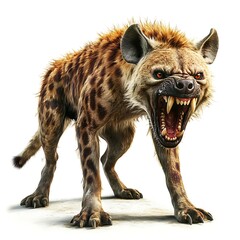 Obraz premium Aggressive Hyena: A fierce hyena snarls, baring its teeth in a powerful display of aggression. Its intense gaze and menacing posture create a dramatic image.