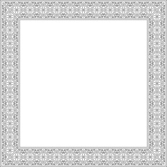Vector black contour square classic renaissance ornament. Rectangle, european border, revival style frame
