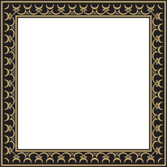 Vector gold and black square classic renaissance ornament. Rectangle, european border, revival style frame