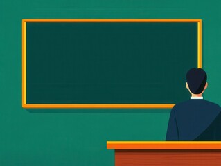 smart classroom concept. A teacher adjusting lesson settings using voice commands, such as starting quizzes, dimming lights, or switching displays
