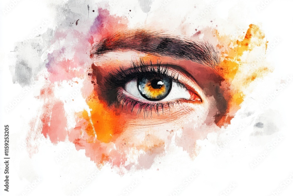 Poster a detailed view of an individual's eye with various features visible